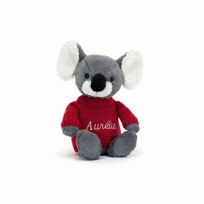 Jellycat Bashful Koala with Red Jumper Australia | 689402EUQ